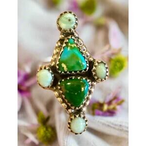 Sonoran Gold & Paloma Turquoise Sterling Silver Ring  Adjustable